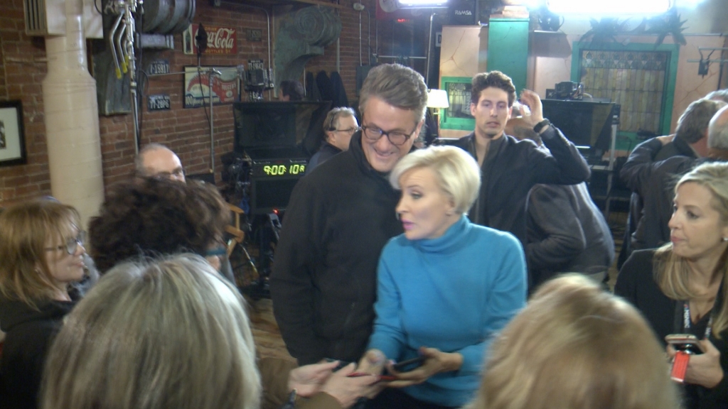 Joe Scarborough and Mika Brezinski meet with fans following the completion of'Morning Joe in Des Moines