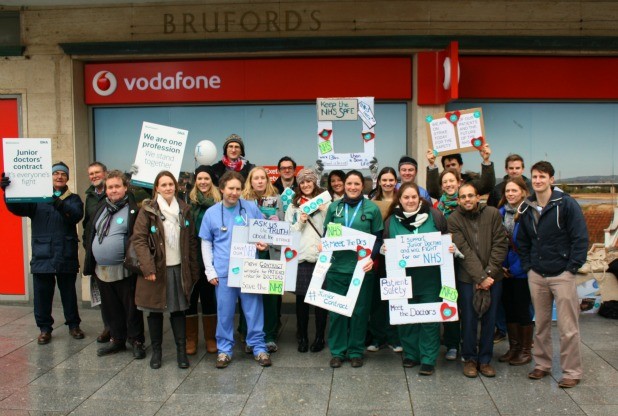 Junior doctors on strike have gathered in Exeter city centre to engage with the public       	      	     VIEW