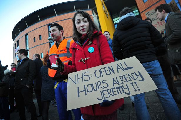 Junior doctors strike outside Salford Royal Hospital