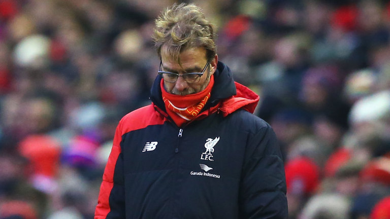 Jurgen Klopp cut a disconsolate figure at Anfield on Sunday