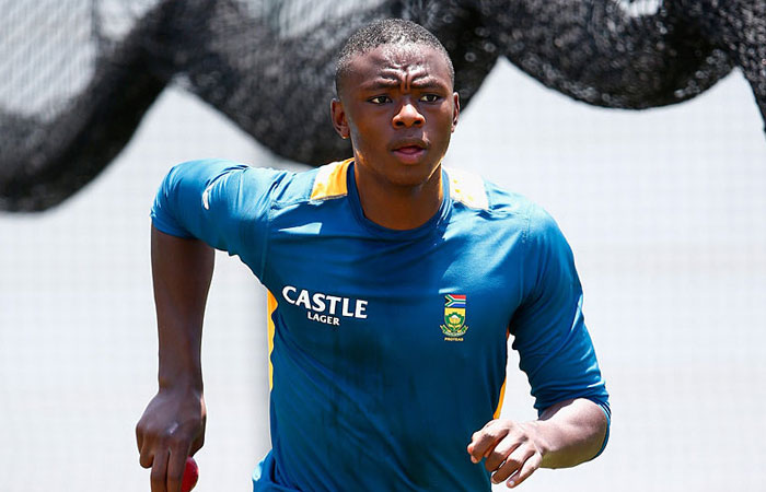 Kagiso Rabada runs in during training in Durban