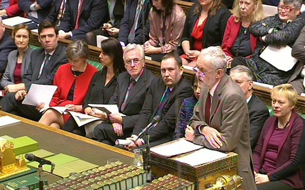 Labour party leader Jeremy Corbyn speaks during Prime Minister's Questions