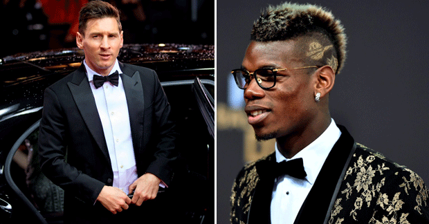 Leo Messi and Paul Pogba at the 2015 Ballon d'Or ceremony