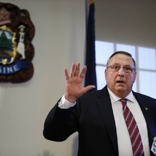 Le Page speaks at a news conference at the State House Friday Jan. 8 2016 in Augusta Maine. Le Page apologized for his remark about out-of-state drug dealers impregnating'young white girls saying it was a slip of the tongue. (AP Ph