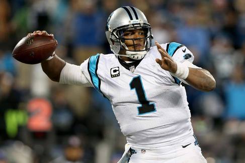 Cam Newton #1 of the Carolina Panthers throws a pass in the first half against the Arizona Cardinals during the NFC Championship Game in Charlotte North Carolina on Jan. 24