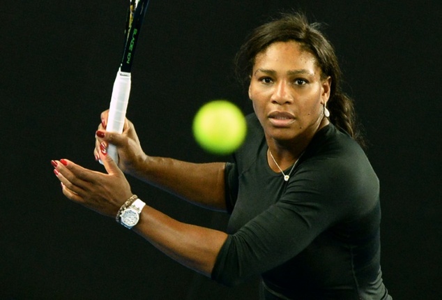 Serena Williams of the US takes part in a practice session ahead of the Australian Open tennis tournament in Melbourne