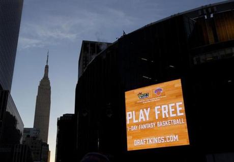 An electronic advertisement for Draft Kings was displayed on the side of Madison Square Garden in New York this week