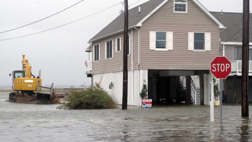 Flood waters enveloped this neighborhood in the Strathmere section of Upper Township New Jersey in early October 2015