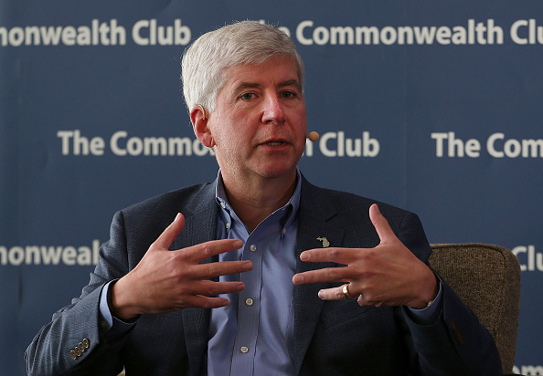 Michigan Governor Rick Snyder Talks with Media