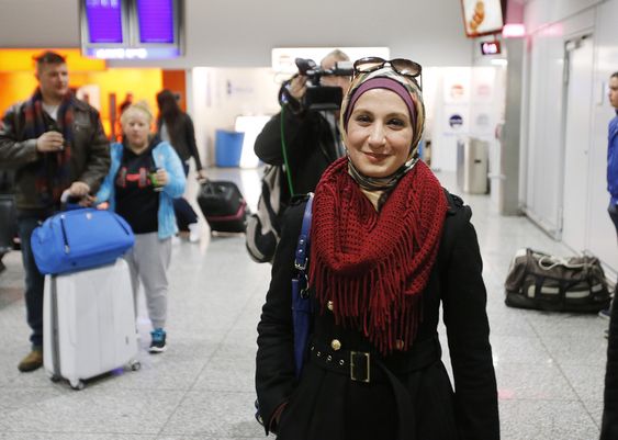 Amir Hekmati arrives at the airport in Frankfurt Germany Monday Jan. 18 2016 the day after former US marine Amir Hekmati landed safely in Geneva and was transferred to Germany after being released from prison in Iran