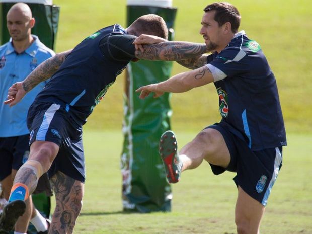 Mitchell Pearce during training for the NSW Blues at Coffs Harbour last July