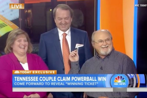 NBC Today
Jackpot Lisa and John Robinson from Tennessee believe they have the winning ticket for the Powerball