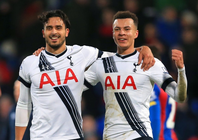 Nacer Chadli and Dele Alli celebrate after Tottenham