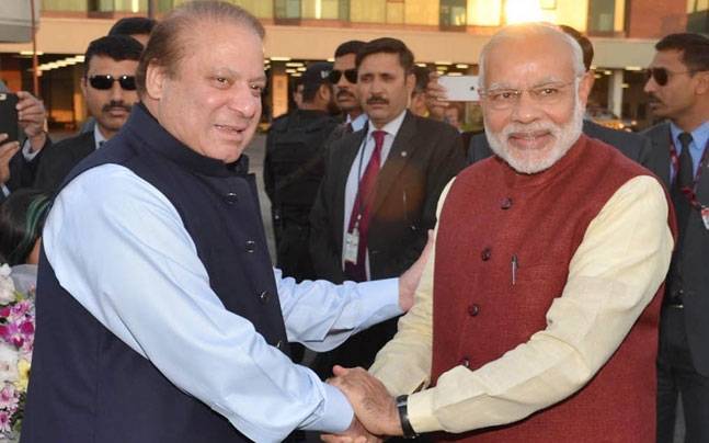 Nawaz Sharif with PM Modi in Lahore