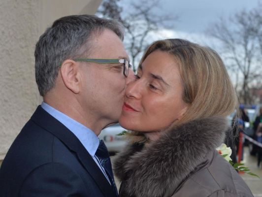 Czech Foreign Minister Lubomir Zaoralek left kisses European