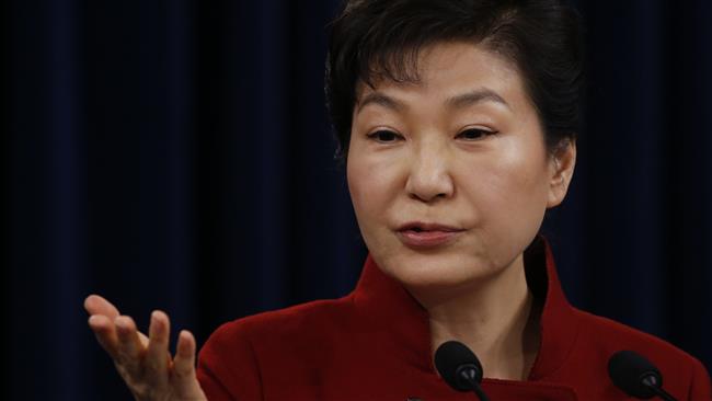 South Korean President Park Geun-hye answers questions during her New Year news conference at the Presidential Blue House in Seoul South Korea