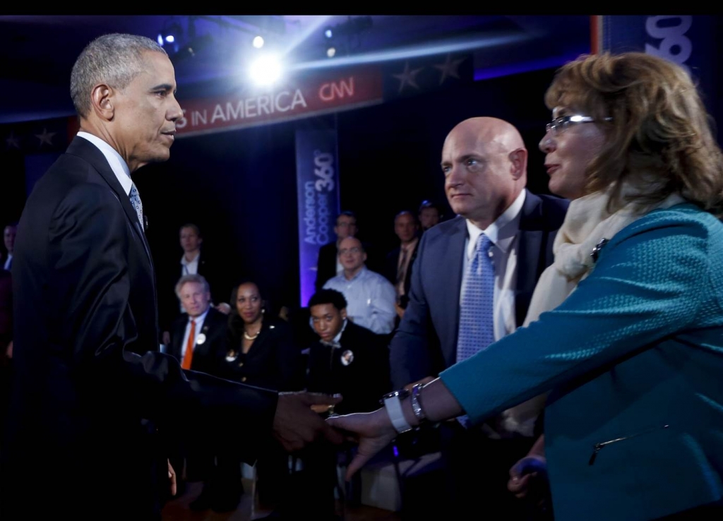 Image President Barack Obama greets Gabby Giffords