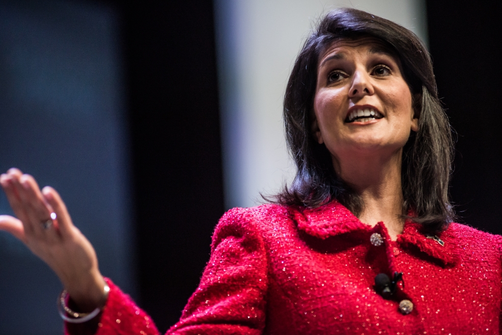 GREENVILLE SC- SEPTEMBER 18  South Carolina Governor and moderator of the Heritage Action Presidential Candidate Forum Nikki Haley speaks to the crowd