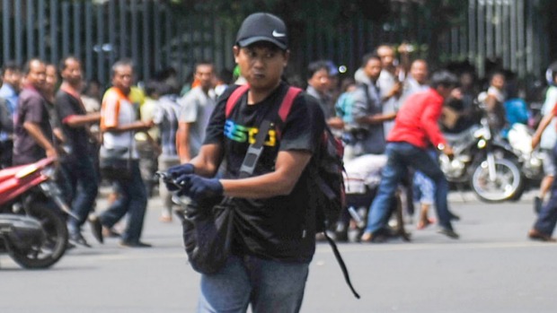 One of the suspected terrorists during the fatal attack in Jakarta on Thursday