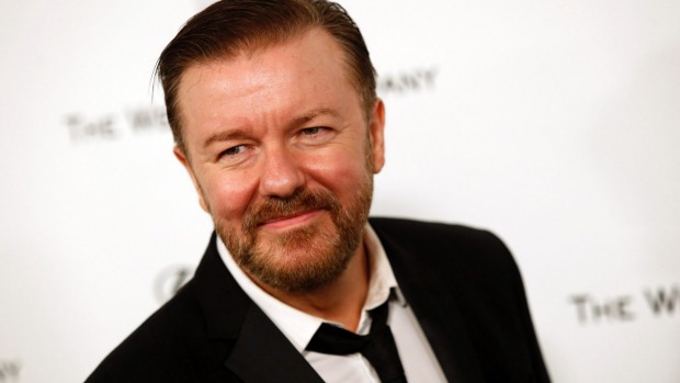 Actor Ricky Gervais arrives at the Weinstein Netflix after party after the 72nd annual Golden Globe Awards