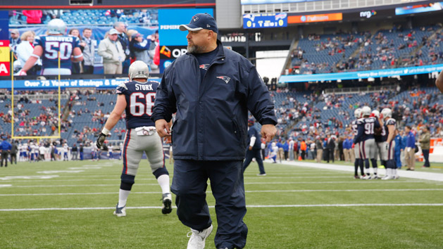 Dec 28 2014 Foxborough MA USA New England Patriots offensive line coach Dave De Guglielmo on the field before the start of the game against the Buffalo Bills at Gillette Stadium. Mandatory Credit David Butler II-USA TODAY Sports