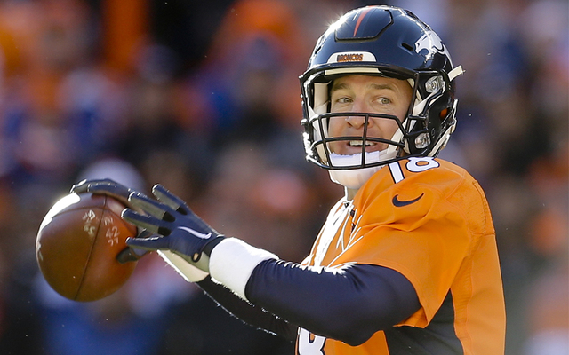 ASSOCIATED PRESS           Denver Broncos quarterback Peyton Manning passes against the Pittsburgh Steelers during the first half in an NFL football divisional playoff game on Sunday in Denver