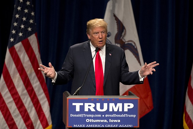 Jae C. Hong- Republican presidential candidate Donald Trump speaks at a rally Saturday Jan. 9 2016 in Ottumwa Iowa