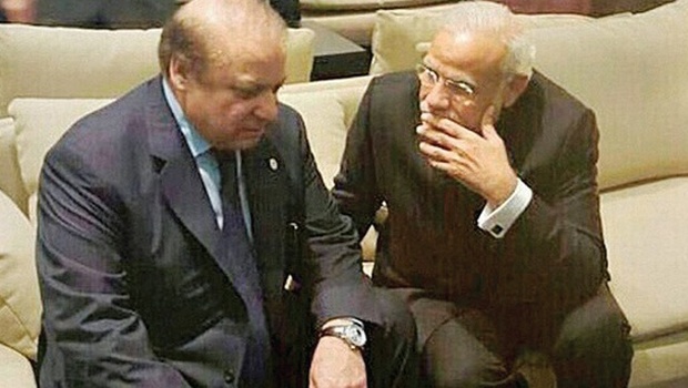 Narendra Modi with Nawaz Sharif