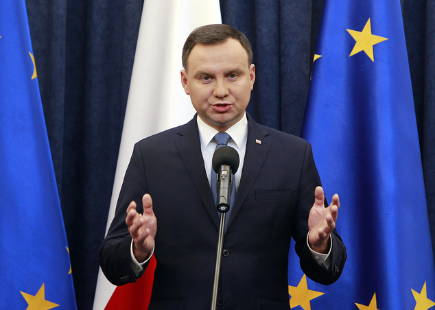 Poland¿s President Andrzej Duda speaks during a statement at the Presidential Palace in Warsaw. The European