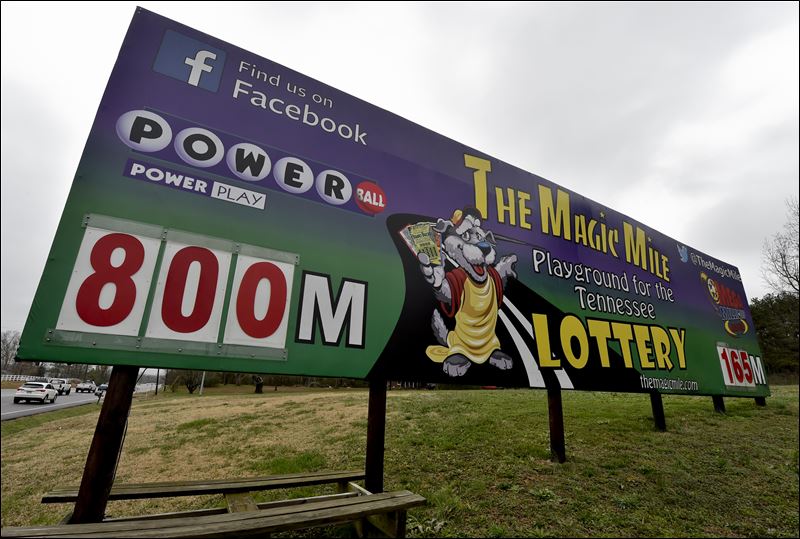 A billboard is seen near the border of the Alabama state line as lottery tickets are not sold in Alabama in Fayetteville Tenn. on Friday