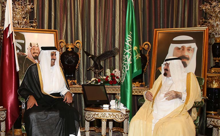 Qatar Emir Sheikh Tamim with late King Abdullah in October 2014