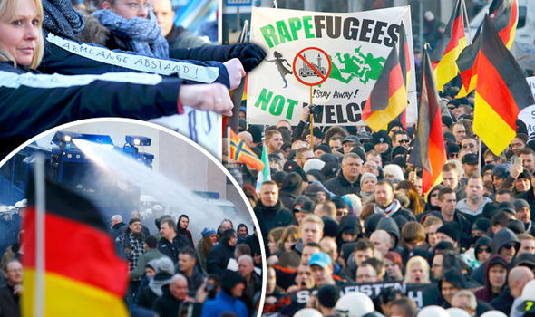 Protestors took to the streets of Cologne today