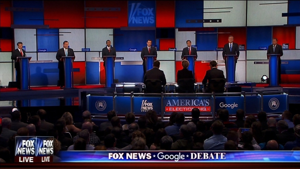 Rand Paul Chris Christie Ben Carson Ted Cruz Marco Rubio Jeb Bush and John Kasich at the Fox News Republican debate