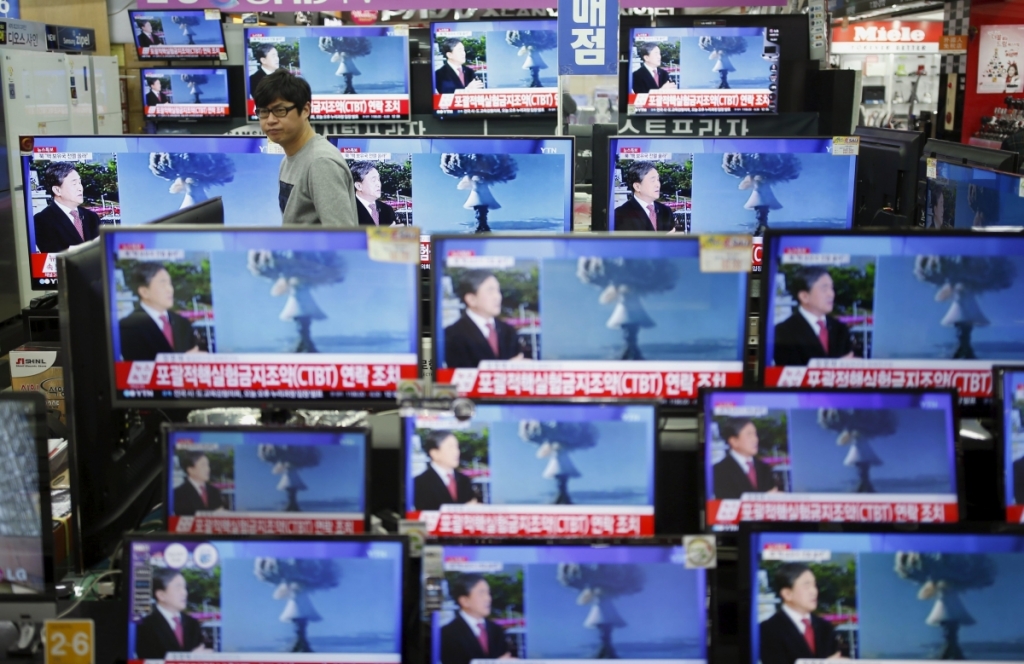 ReutersTVs broadcast news of North Korea's nuclear test