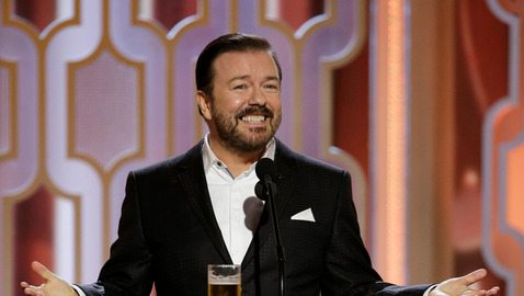 Ricky Gervais's monologue was comparatively toothless in his role as host of the 73rd Annual Golden Globe Awards on Monday