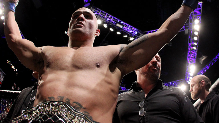 Robbie Lawler celebrates after defeating Carlos Condit