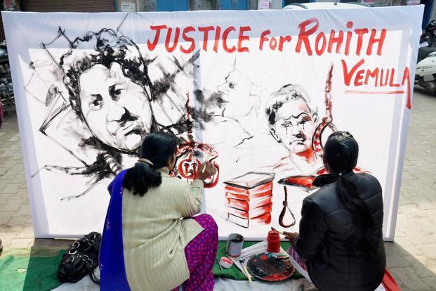 Artists from Moradabad pay tributes to Rohith Vemula who committed suicide at the Hyderabad Central University on Friday