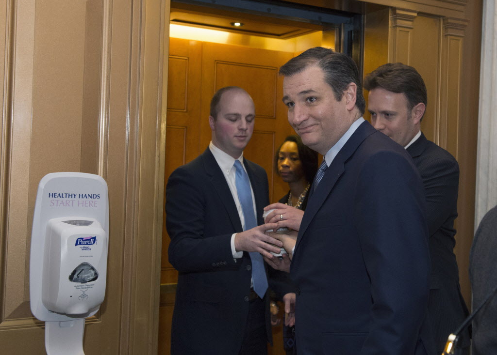 Republican presidential candidate Sen. Ted Cruz R Texas arrives for a Senate vote Wednesday Jan. 20 2016 on Capitol Hill in Washington