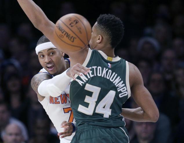 Carmelo Anthony scores 24 points as the Knicks slip past the Bucks at the Garden on Sunday