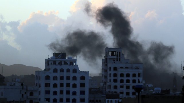 Smoke rises following airstrikes allegedly carried out by the Saudi-led alliance in Sanaa Yemen