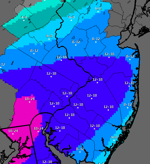 Snowfall totals Jan. 22 2015