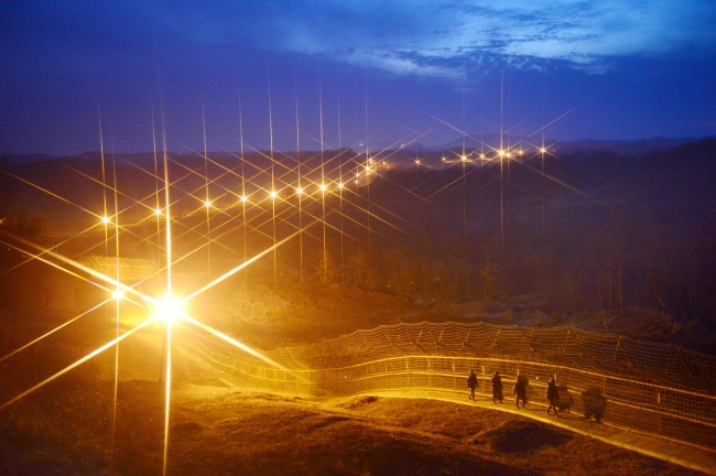 Soldiers patrol the border area in the western part of the Demilitarized Zone on Dec.27