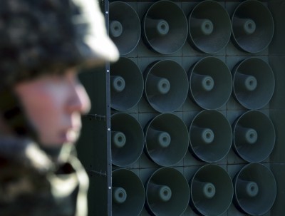 Loudspeakers on the border to go back on at noon