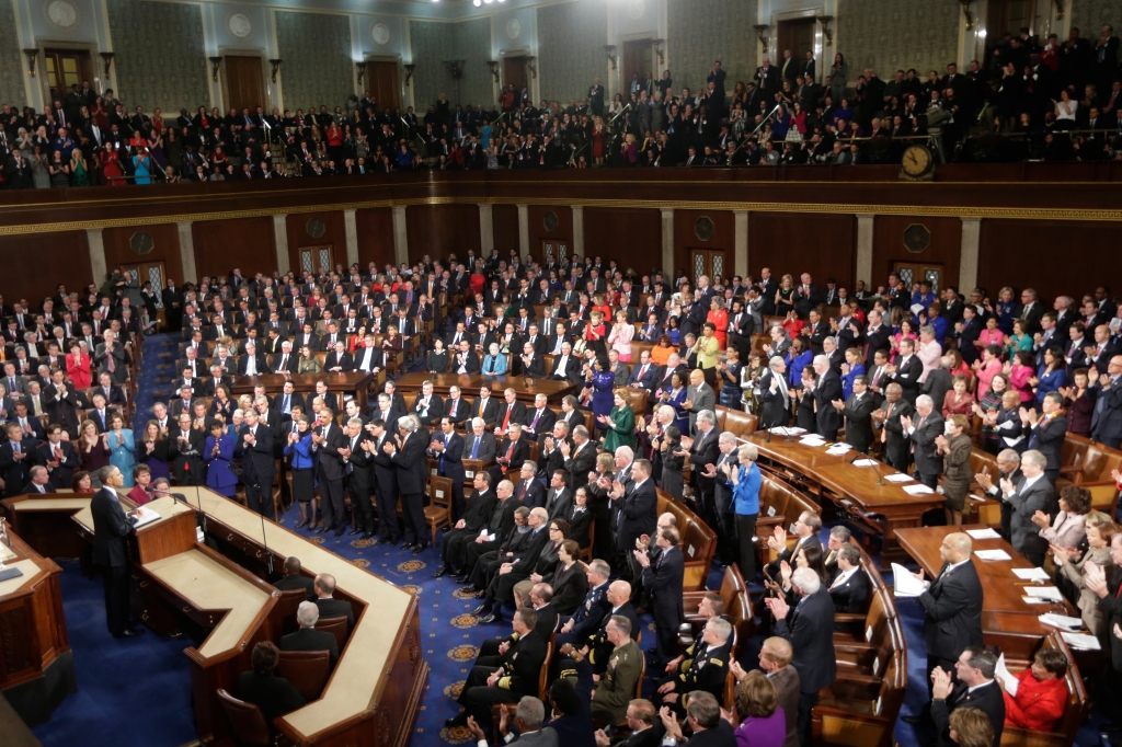 President Barack Obama gives his State of the Union address before a joint session of Congress on Capitol Hill in Washington. Obama will deliver his final State of the Union address Tuesday Jan. 12 2016 to a