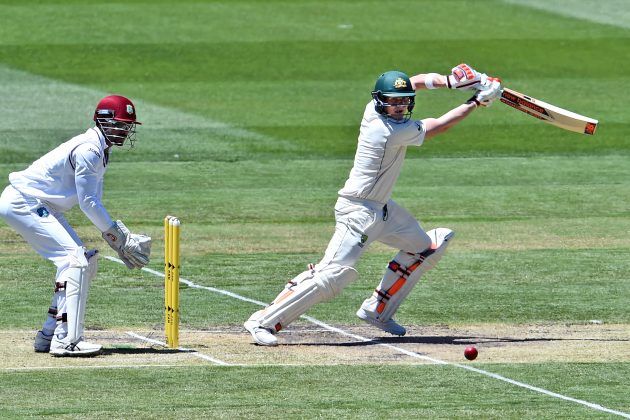 Steven Smith plays a shot against West Indies