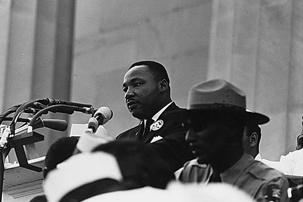 Martin Luther King Jr delivering speech