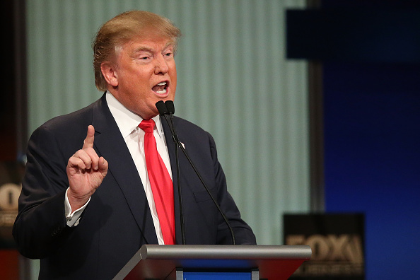 NORTH CHARLESTON SC- JANUARY 14 Republican presidential candidate Donald Trump participates in the Fox Business Network Republican presidential debate at the North Charleston Coliseum and Performing Arts Center