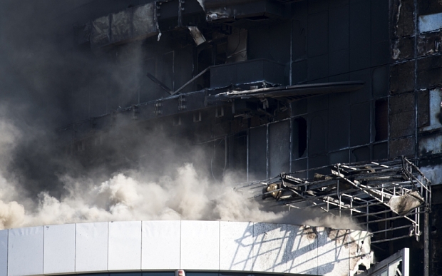 The Address Downtown Hotel Dubai still on fire this morning