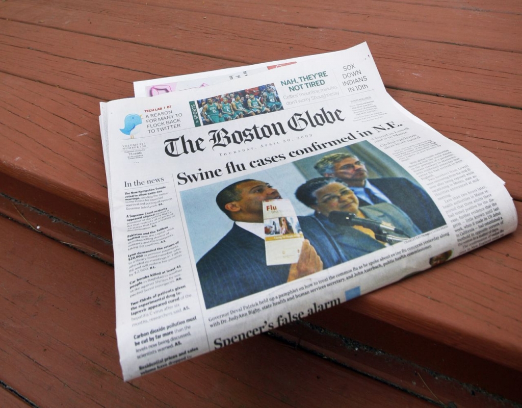 The Boston Globe after a home delivery in North Andover Mass. in 2009