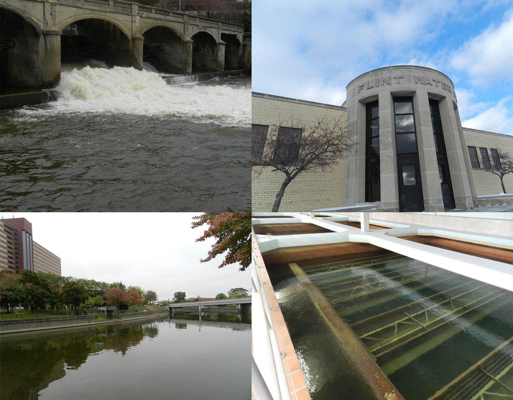 The Flint River and the Flint water treatment plant